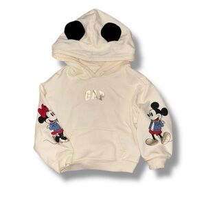 GAP Kids Cream Hoodie with Mickey and Minnie Mouse